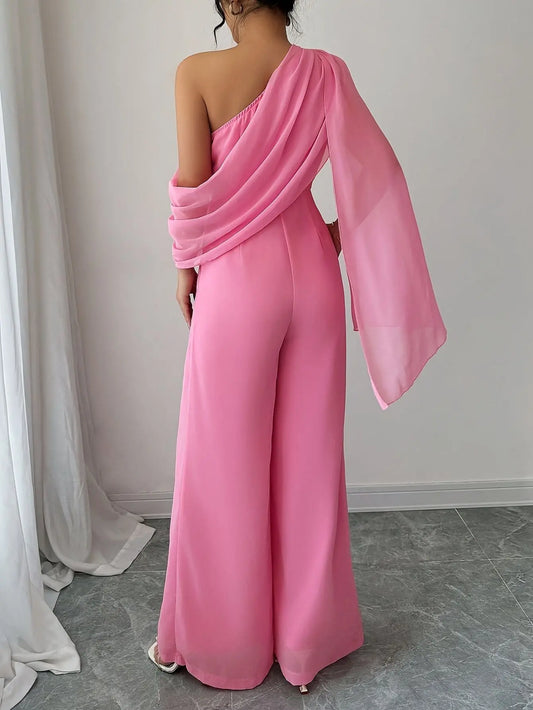 Asymmetrical Off Shoulder Jumpsuit Tianya Fashion