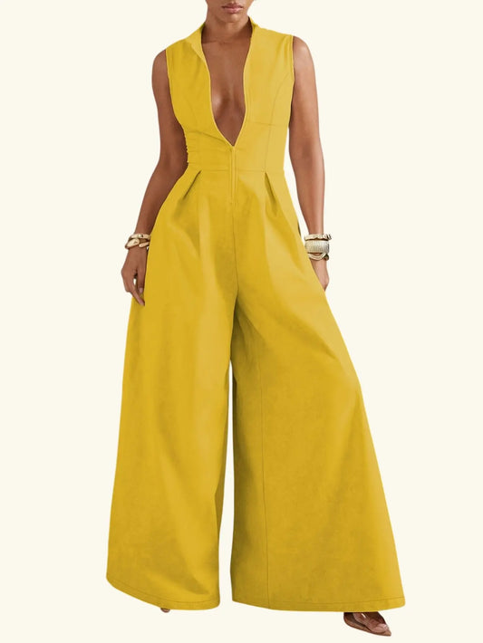 Sleeveless Pleated Jumpsuit Tianya Fashion