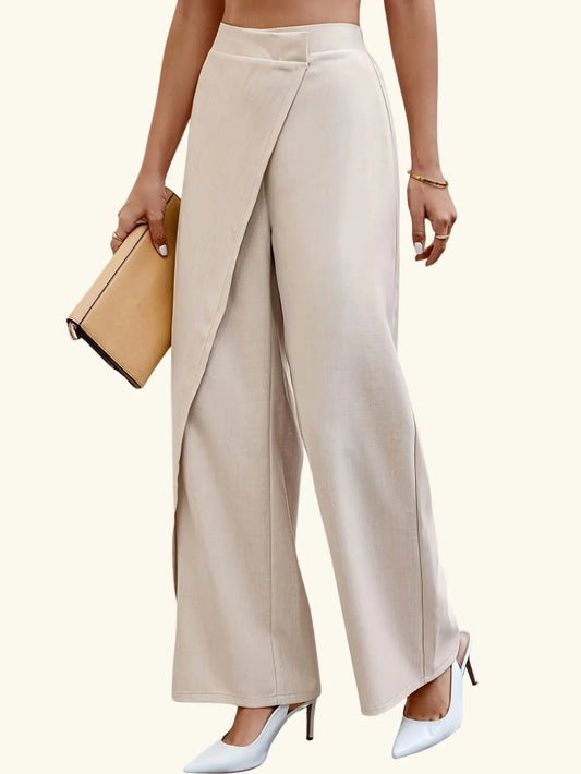 Asymmetrical High Waisted Straight Leg Pants Tianya Fashion