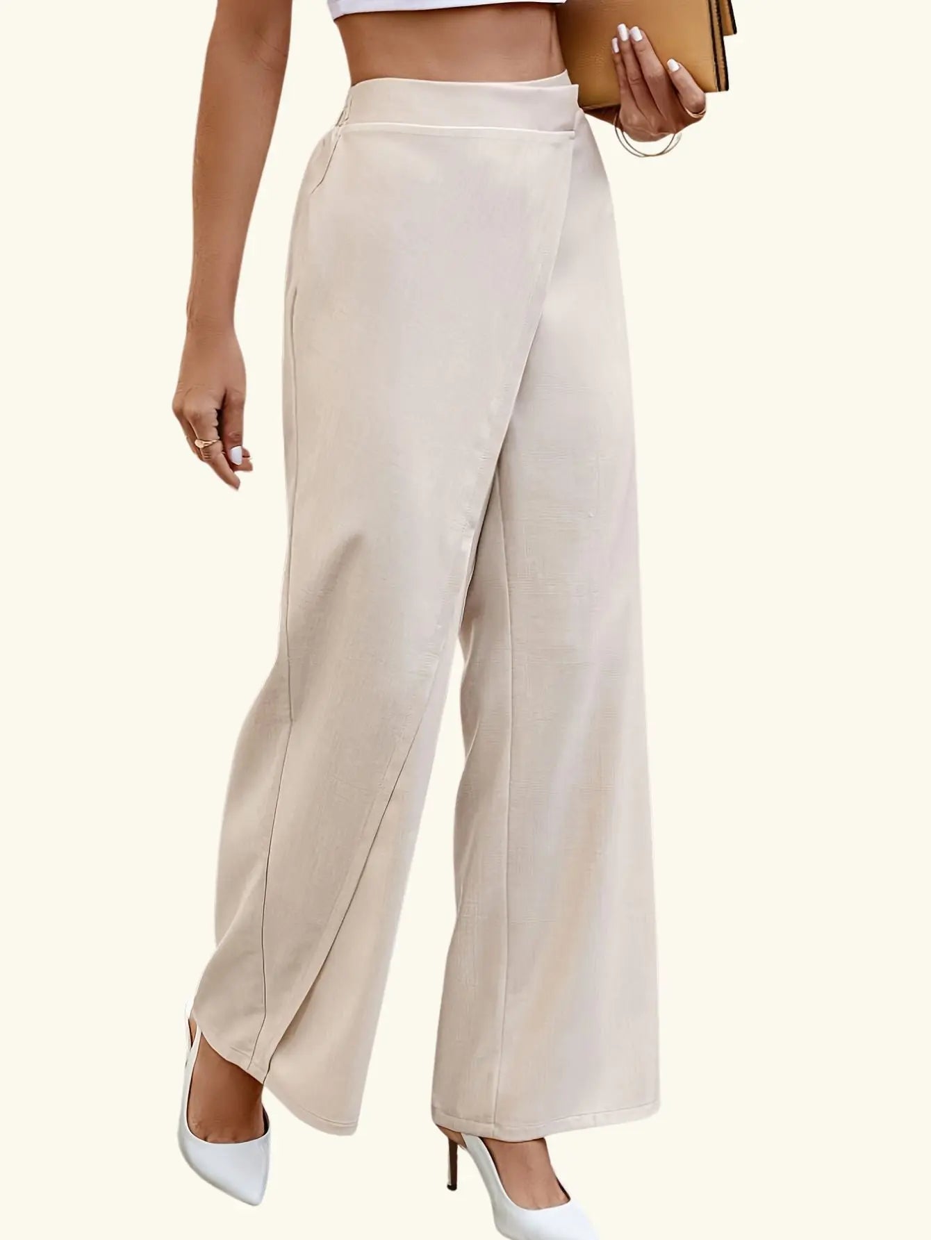 Asymmetrical High Waisted Straight Leg Pants Tianya Fashion