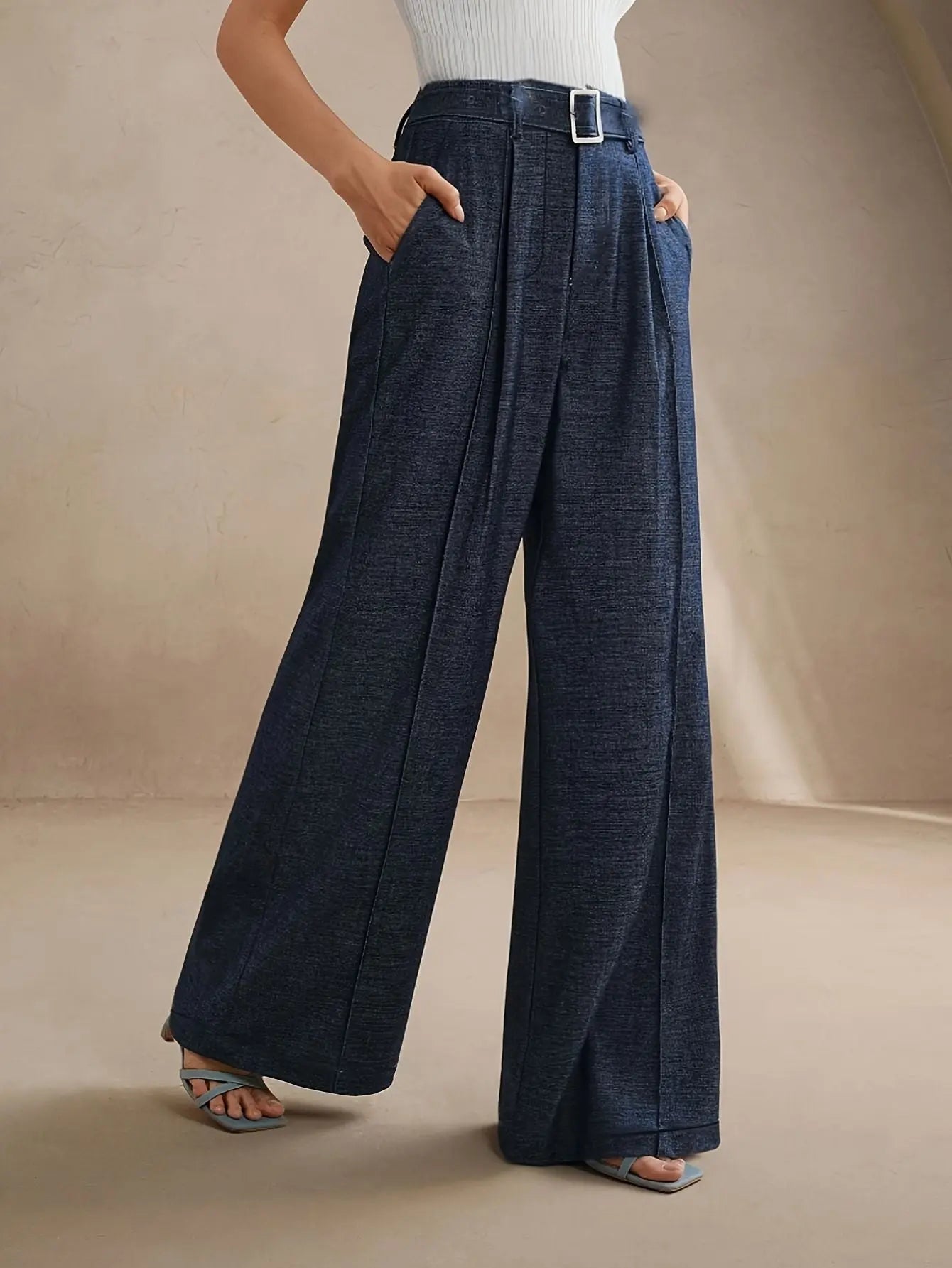 Wide Leg Pants with Adjustable Belt Tianya Fashion