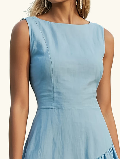 Sleeveless Dress with Irregular Waist Tianya Fashion