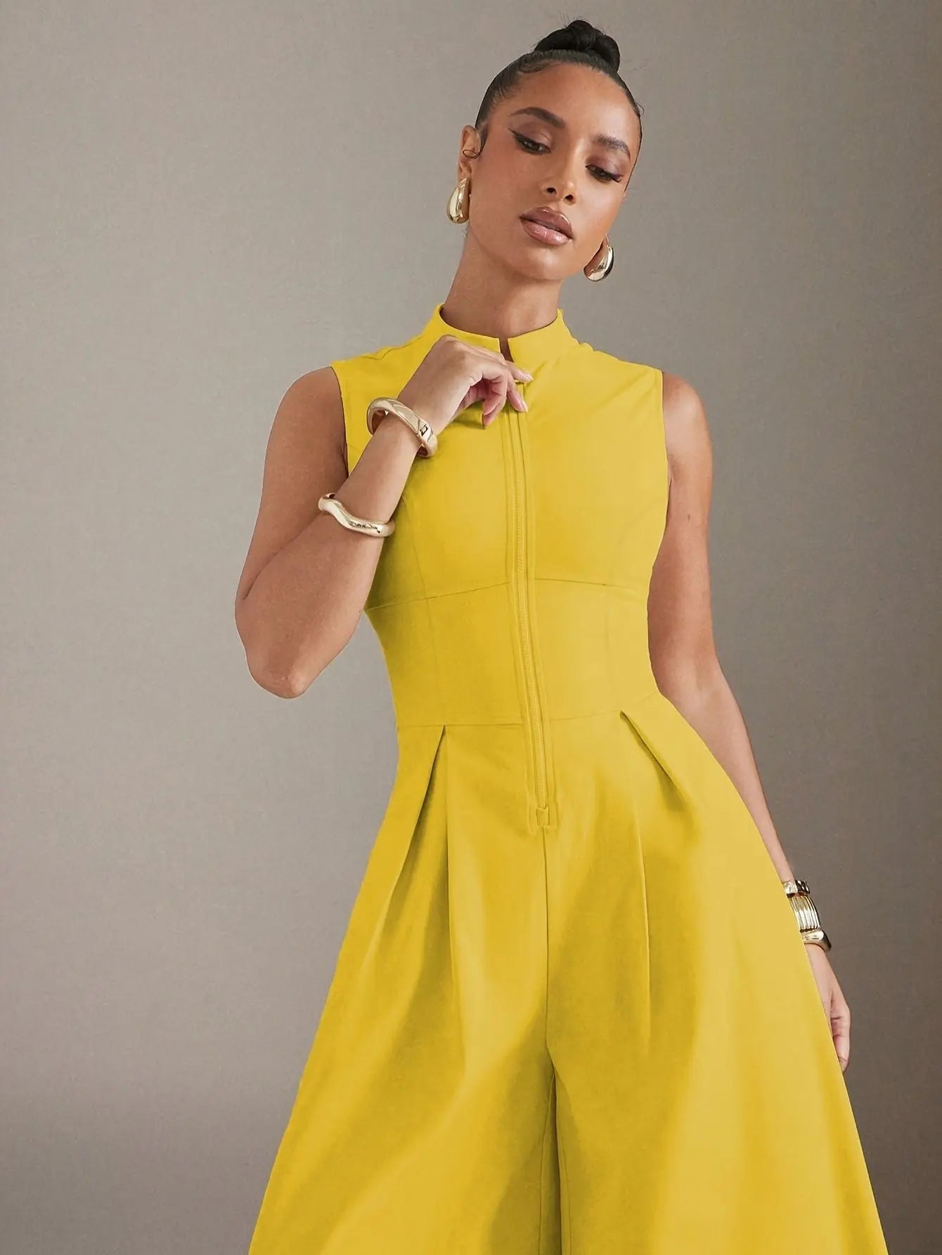 Sleeveless Pleated Jumpsuit Tianya Fashion