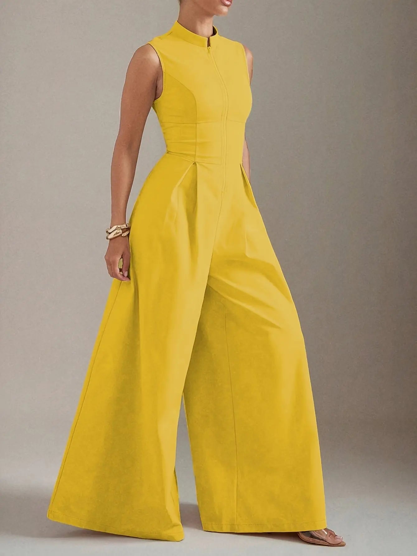 Sleeveless Pleated Jumpsuit Tianya Fashion