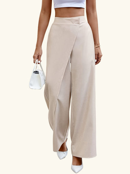 Asymmetrical High Waisted Straight Leg Pants Tianya Fashion