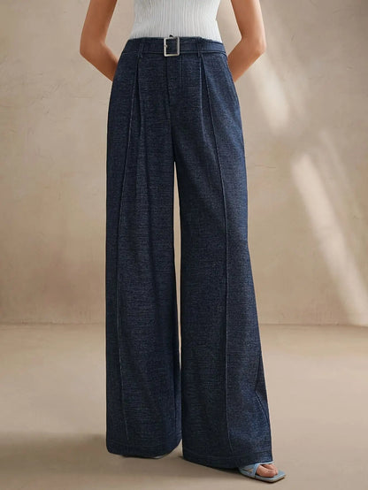 Wide Leg Pants with Adjustable Belt Tianya Fashion
